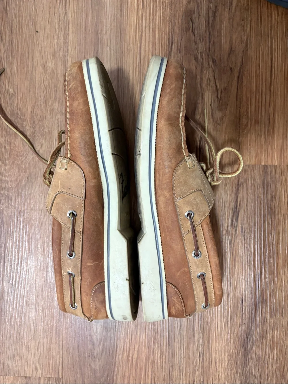 Sperry Top-Sider Men’s Leather Boat Shoes Brown Size 11.5W Wide Lace Up